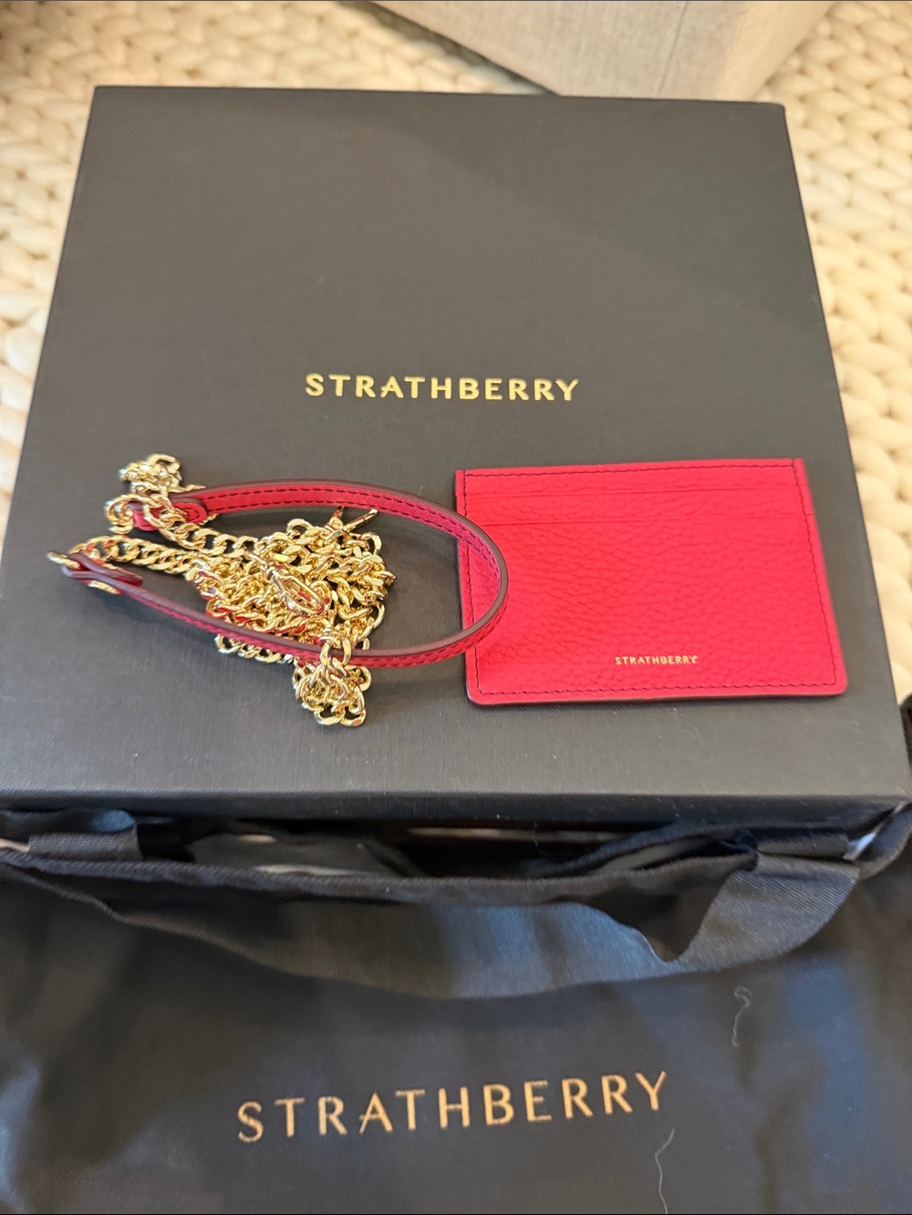 Strathberry Hot Pink Structured Mini Tote with Gold Hardware - Picture 4 of 7